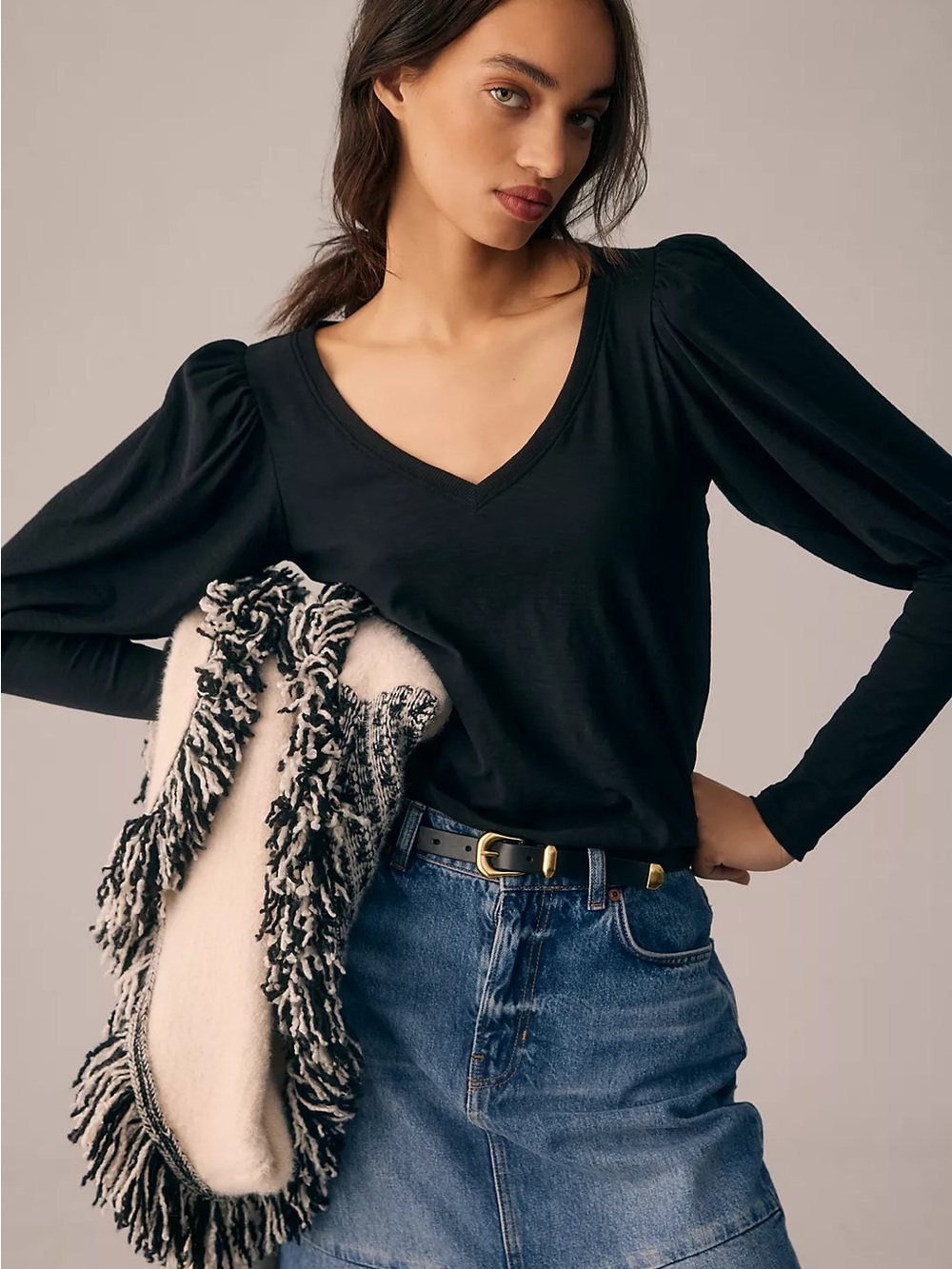 Nation Los Angeles Emilia Drama Sleeve V-Neck Top